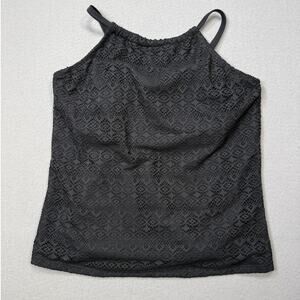 Island Escape Women's Crochet Underwire Tankini Swim Top, Black 12 $40